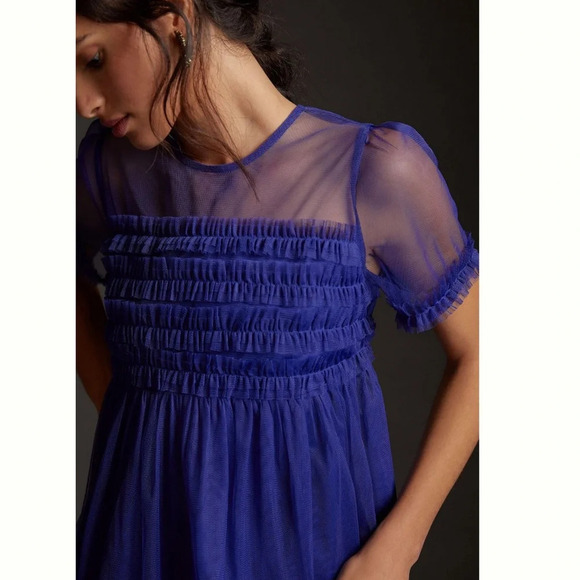 by Anthropologie Sheer Ruffled Tulle Mini Dress - Picture 4 of 8
